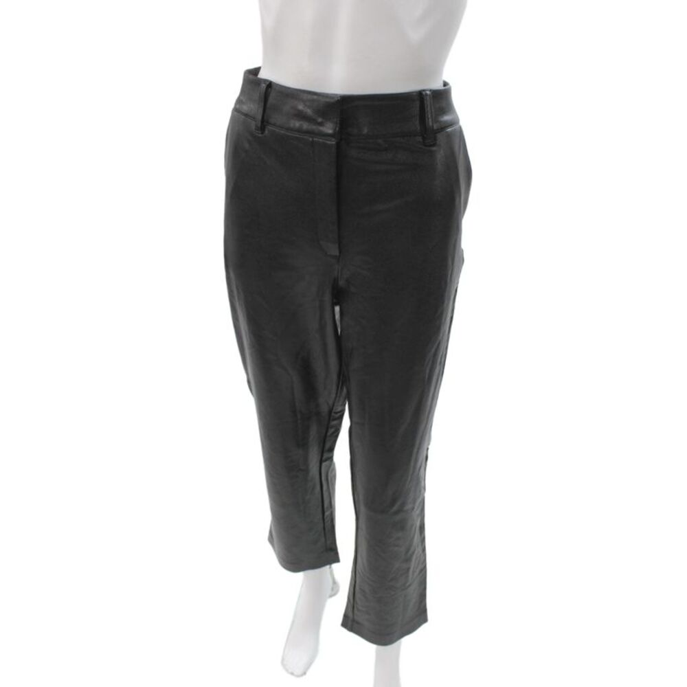Commando Womens Ankle Faux Leather Pants Black Button Size M